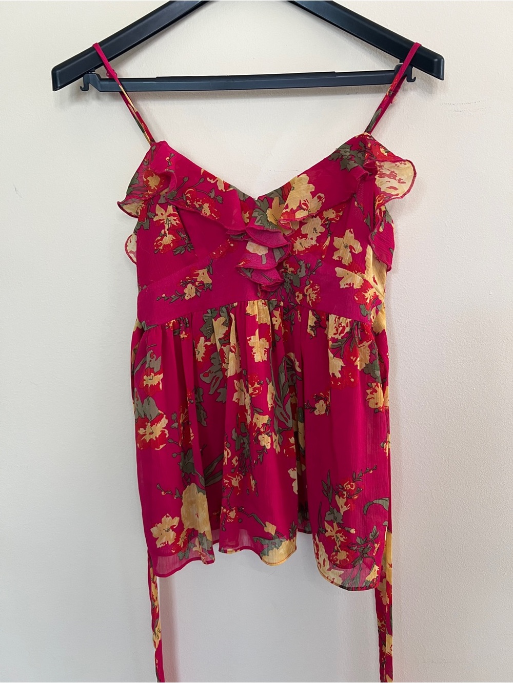 Forever 21 Floral Ruffle Cami in Fuchsia and Yellow
